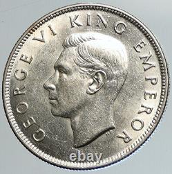 1945 Nouvelle Zelande Royaume-uni George VI Old Silver 1/2 Half Crown Coin Shield I108040