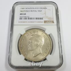 1949 NGC MS64 Nouvelle-Zélande pièce Crown patinée proposée pour la visite royale n°58015A