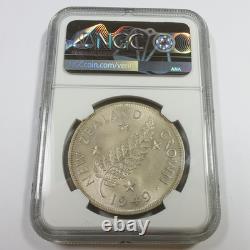 1949 NGC MS64 Nouvelle-Zélande pièce Crown patinée proposée pour la visite royale n°58015A
