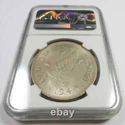 1949 NGC MS64 Nouvelle-Zélande pièce Crown patinée proposée pour la visite royale n°58015A