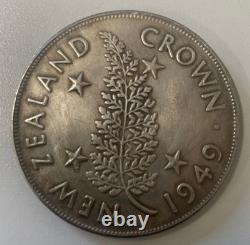 1949 NOUVELLE-ZÉLANDE Roi George VI FOUFOU UK Pièce en Couronne Argent Vintage