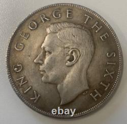 1949 NOUVELLE-ZÉLANDE Roi George VI FOUFOU UK Pièce en Couronne Argent Vintage