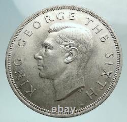 1949 New Zeland Silver Fern Plant Crown Coin Sous Le Roi Britannique George VI I80168