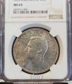 1949 Nouvelle-Zélande Argent 1 Couronne Feuille de Fougère George VI Ngc Ms 63 Belle Pièce