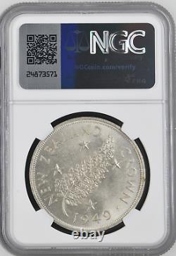 1949 S1-couronne Nouvelle-Zélande Ngc Ms63 Propose Visite Royale George-VI Rare R5