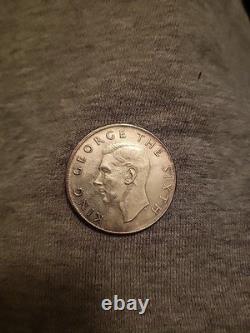 1952 NOUVELLE-ZÉLANDE Roi George VI PLANTE DE FOUGÈRE UK Monnaie en Couronne Argent Vintage i101244