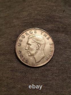 1952 NOUVELLE-ZÉLANDE Roi George VI PLANTE DE FOUGÈRE UK Monnaie en Couronne Argent Vintage i101244