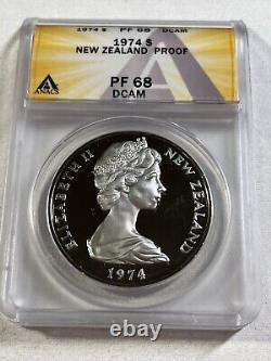 1974 Nouvelle-Zélande 1 $ 10e Jeux du Commonwealth Preuve Notée PR 68 DCAM par ANACS