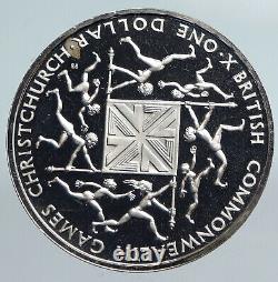 1974 Nouvelle-zelande X Jeux Du Commonwealth Elizabeth II Proof Argent $1 Coin I90081