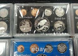 1975-1985 New Zealand Proof Coin Set (plus De 9 Oz D'argent Fin)