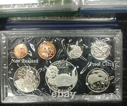 1975-1985 New Zealand Proof Coin Set (plus De 9 Oz D'argent Fin)