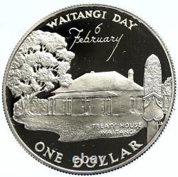 1977 Nouvelle Zelande Royaume-uni Elizabeth II Waitangi Jour Proof Silver Dollar Coin I104040