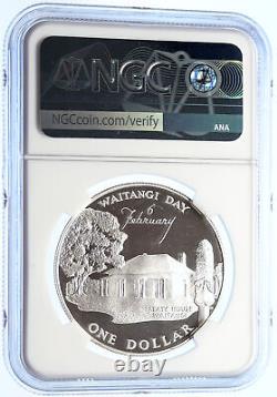1977 Nouvelle-zelande Elizabeth II Waitangi Jour Proof Silver Dollar Coin Ngc I106313