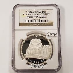 1978 1 $ Nouvelle-Zélande Couronnement. 8094 oz ASW NGC PF 70 Ultra Cameo SKU-Q2764