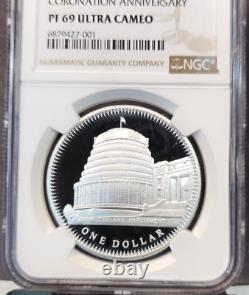 1978 Nouvelle-Zélande Argent 1 Dollar Anniversaire du Couronnement NGC PF 69 Ultra Cameo
