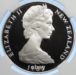 1985 NOUVELLE-ZÉLANDE Reine Elizabeth II BLACK STILT Preuve en argent de 1 $ NGC i106290