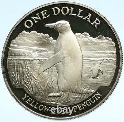 1988 Nouvelle Zelande Elizabeth II Yellow-eyed Penguin Preuve Argent $1 Pièce I104047