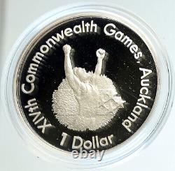 1989 NOUVELLE-ZÉLANDE XIV 1990 Jeux du Commonwealth COUREUR Preuve Argent 1 Dollar Pièce i103134