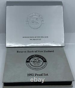 1992 NOUVELLE-ZÉLANDE Elizabeth II 25 Ans Ensemble de preuves décimales 7 pièces 1 argent i114533