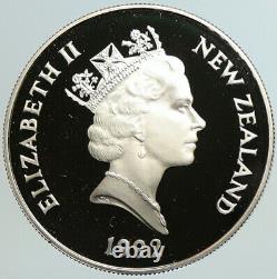 1992 Nouvelle Zelande Royaume-uni Reine Elizabeth II Antique Vieille Argent 5 Dollar Coin I101245
