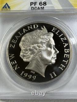 1999 Nouvelle-Zélande 5 $ Wellington argent proof classé PR 68 DCAM par ANACS