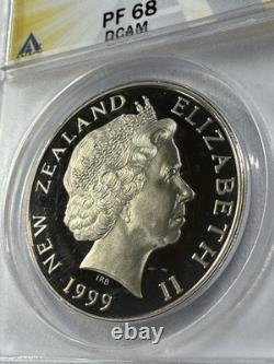 1999 Nouvelle-Zélande 5 $ Wellington argent proof classé PR 68 DCAM par ANACS