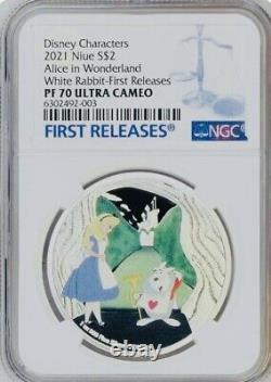 2 Pièces ensemble Alice au Pays des Merveilles Lapin Blanc & Chapelier Fou NGC PF70 UC FR