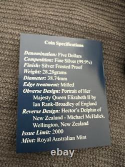 2002 Nouvelle-Zélande 5 Dollars Argent Épreuve Dauphin de Hector