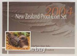 2004 NOUVELLE-ZÉLANDE OFFICIEL SET DE PREUVE (7) avec SILVER CHATHAM ISL. TAIKO 5 $ RARE