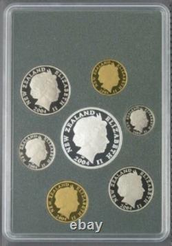2004 NOUVELLE-ZÉLANDE OFFICIEL SET DE PREUVE (7) avec SILVER CHATHAM ISL. TAIKO 5 $ RARE