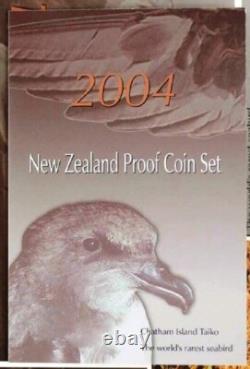 2004 NOUVELLE-ZÉLANDE OFFICIEL SET DE PREUVE (7) avec SILVER CHATHAM ISL. TAIKO 5 $ RARE