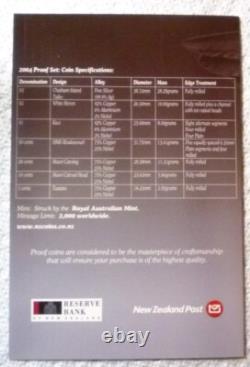 2004 NOUVELLE-ZÉLANDE OFFICIEL SET DE PREUVE (7) avec SILVER CHATHAM ISL. TAIKO 5 $ RARE