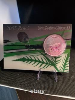 2005 Nouvelle-Zélande Rowi Kiwi 1 Oz. 999 Argent $1 Pièce Rare