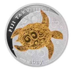 2010 Taku 2 $ - Tortue imbriquée pièce en argent dorée de 1 oz - Boîte liquide - SANS réserve