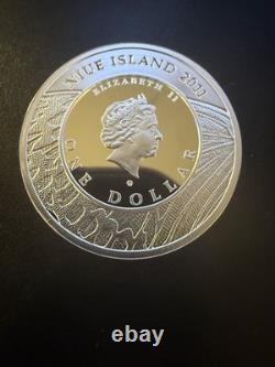 2011 Île Niue 1 Dollar Argent Maculinea arion Grand Papillon Bleu