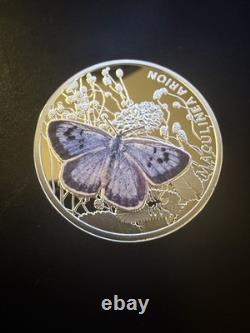 2011 Île Niue 1 Dollar Argent Maculinea arion Grand Papillon Bleu