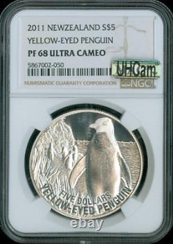 2011 Nouvelle-Zélande Argent 5 Dollars Épreuve NGC PF68 Ultra Cameo Qualité MAC