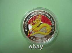 2012 1 oz d’or plaqué or, année du dragon, épreuve. Argent 999 Niue, NOUVELLE-ZÉLANDE