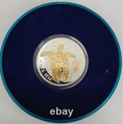 2012 FIJI 2$ Double TAKU Tortue et Bébé Unique en Case Dorée 24K avec Certificat d'Authenticité