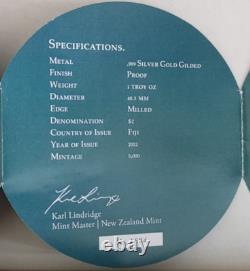 2012 FIJI 2$ Double TAKU Tortue et Bébé Unique en Case Dorée 24K avec Certificat d'Authenticité