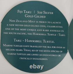 2012 FIJI 2$ Double TAKU Tortue et Bébé Unique en Case Dorée 24K avec Certificat d'Authenticité