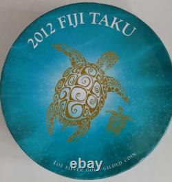 2012 FIJI 2$ Double TAKU Tortue et Bébé Unique en Case Dorée 24K avec Certificat d'Authenticité