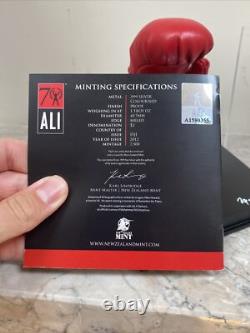 2012 Muhammad Ali 1 oz 999 Pièce en Argent avec Ensemble de Gants Monnaie de Nouvelle-Zélande