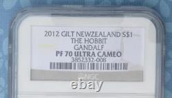 2012 Ngc Pf70 U-cam The Hobbit Gandalf Moyen Terre Nouvelle-zélande Argent $1, Pop 5