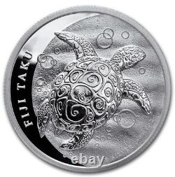 2013 Fidji 2 $ Taku Tortue Luth En Danger 1 oz/. 999 Argent Fin Monnaie BU