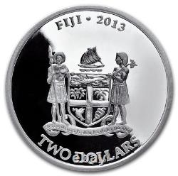 2013 Fidji 2 $ Taku Tortue Luth En Danger 1 oz/. 999 Argent Fin Monnaie BU