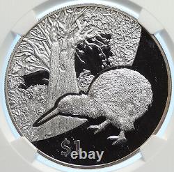 2013 Nouvelle Zelande Royaume-uni Reine Elizabeth II Proof Argent $ Coin Kiwi Bird Ngc I106790
