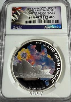 2013-P Australie 1 $ Argent TERRE EN BAS OPÉRA DE SYDNEY NGC PF 70UC