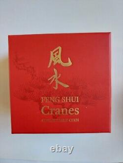 2013 Pièce d'argent 1 Oz Feng Shui Grues avec boîte + COA New Zealand Mint