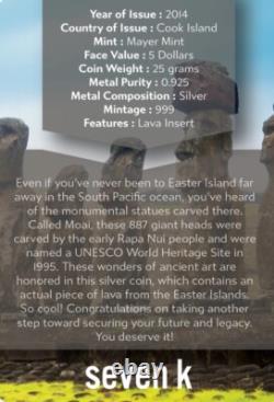 2014 Île de Pâques 7k Métaux Île Cook 1oz. 999 Argent NGC PF70 UC Tirage 999